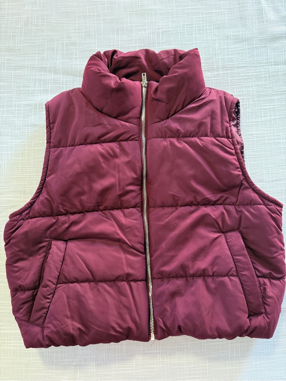 Ambiance Quilted Outerwear Vest in Burgundy Red